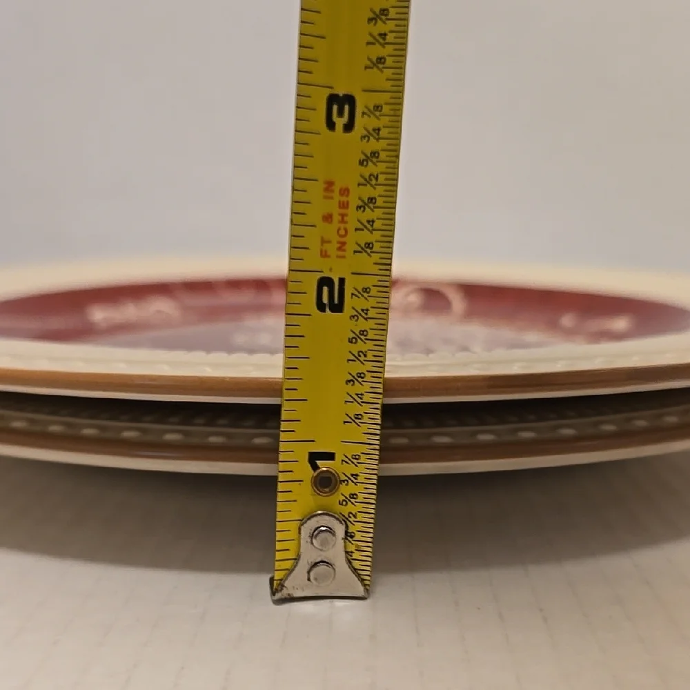 Pair of Pier 1 Maribeth Floral Red and Cream Dinner Plates